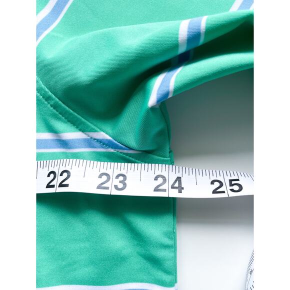 Men's FootJoy Green and Blue Striped Performance Polo Shirt Size Large - Picture 3 of 7